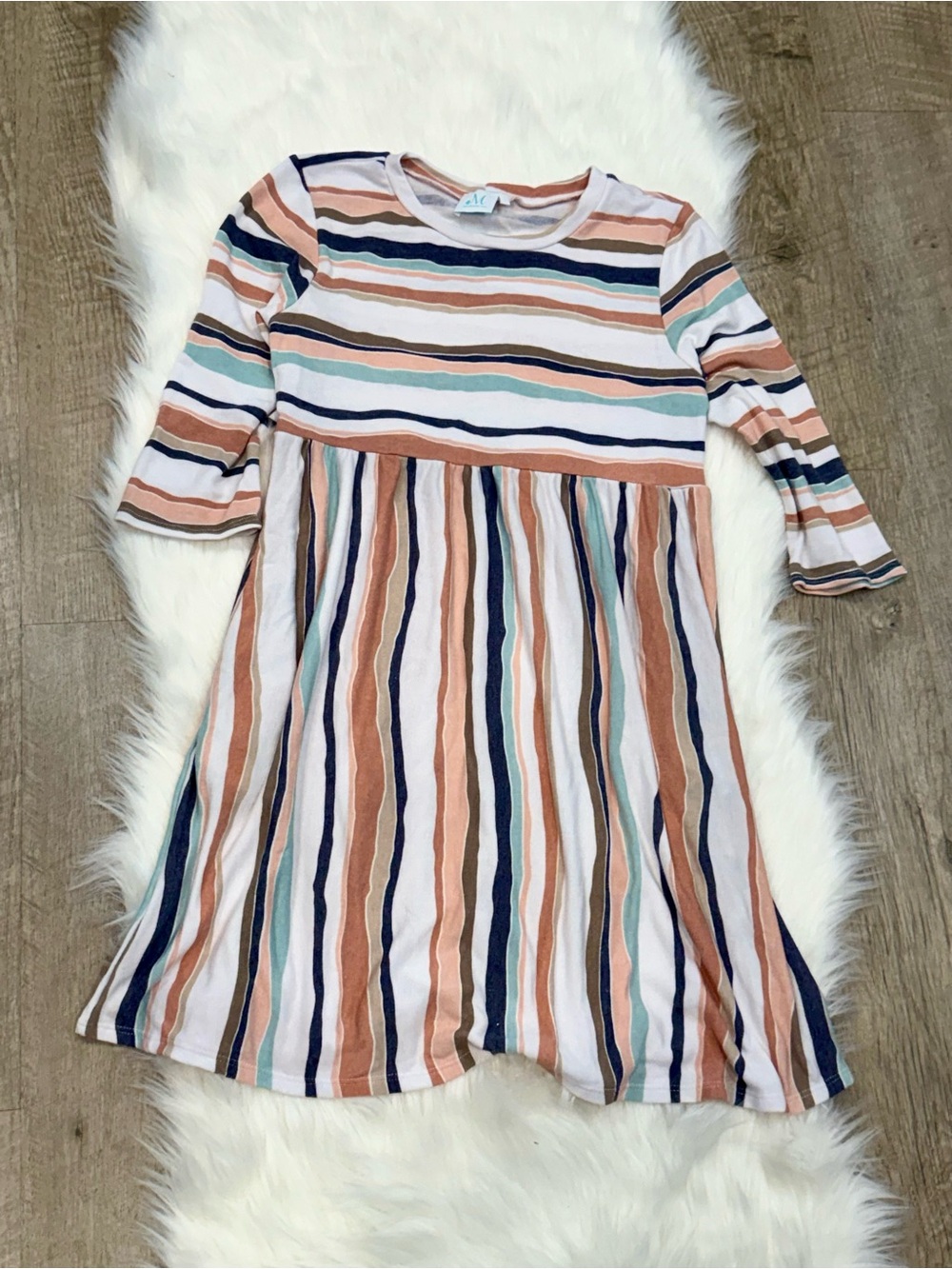 Striped Long-Sleeve Knit Dress - Multi-Color